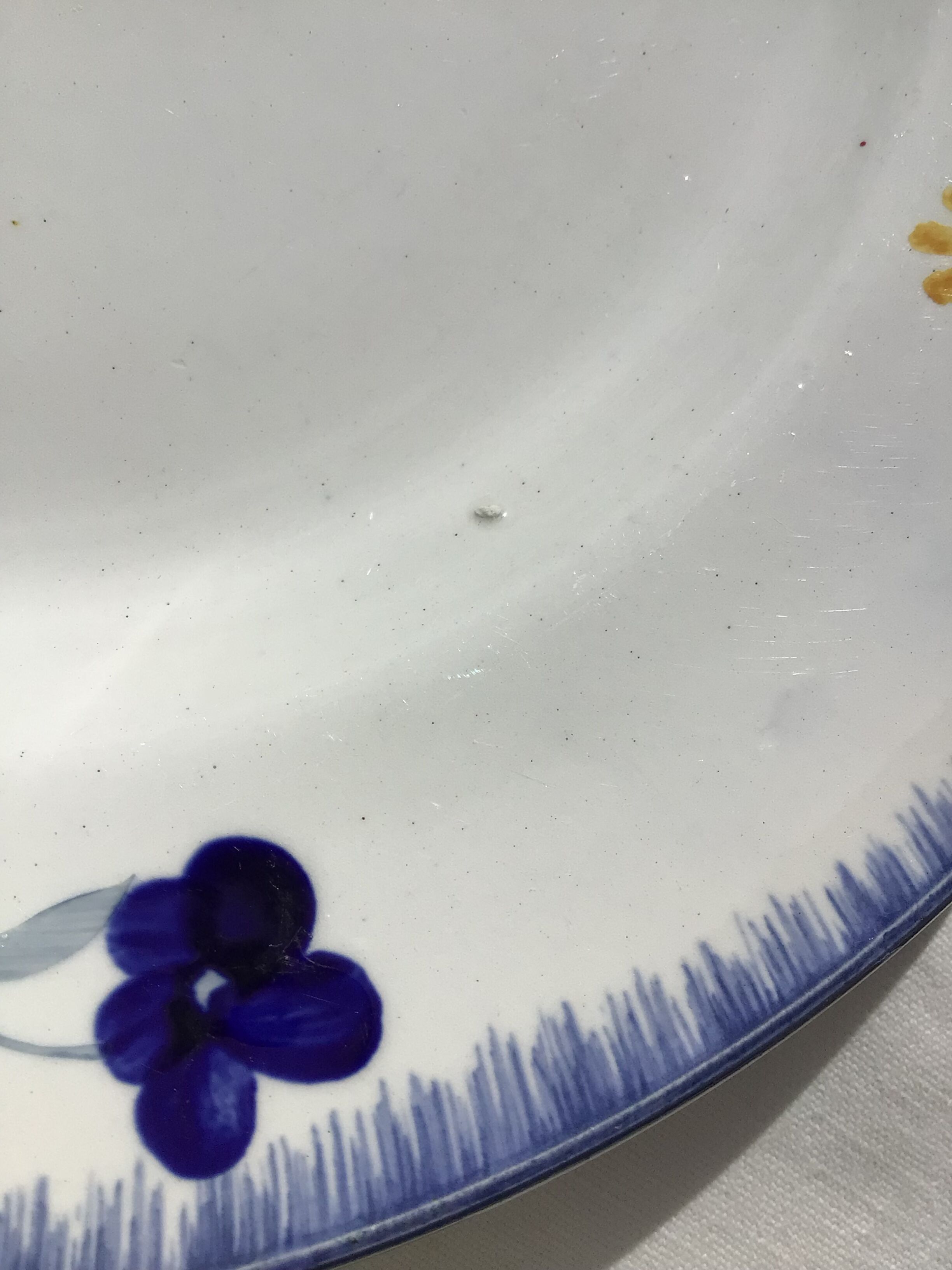 3 Flat plates Digoin Mary Lou blue rim