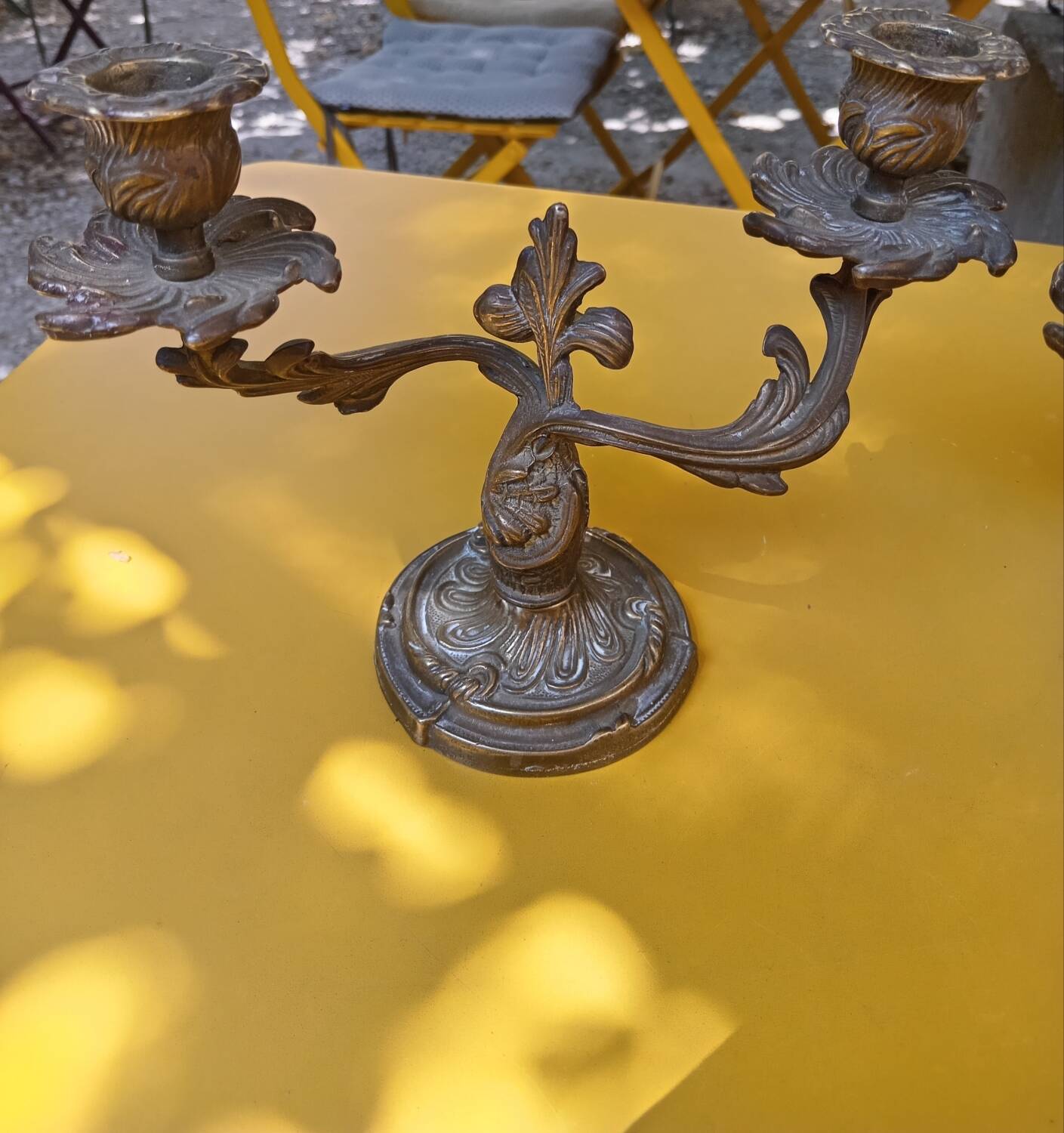 Paire de chandeliers en bronze doré