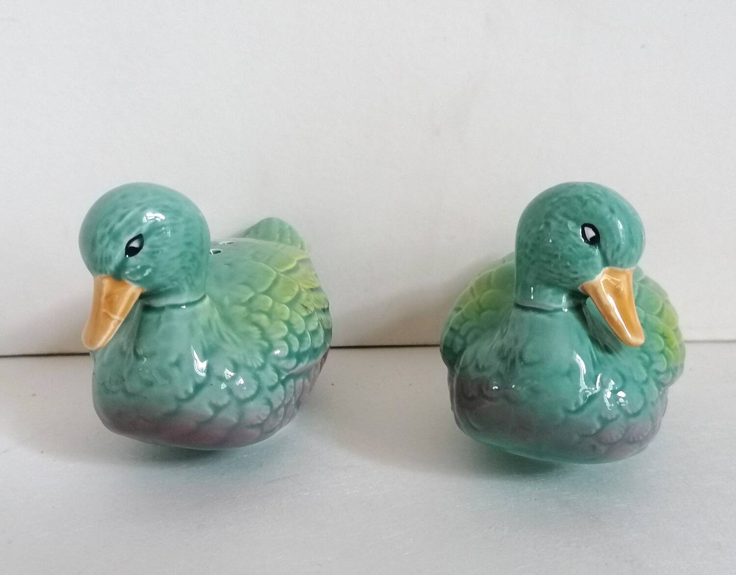 Salière poivrier canard barbotine zoomorphe