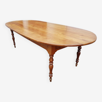Grande Table ancienne ovale 19 ème en merisier