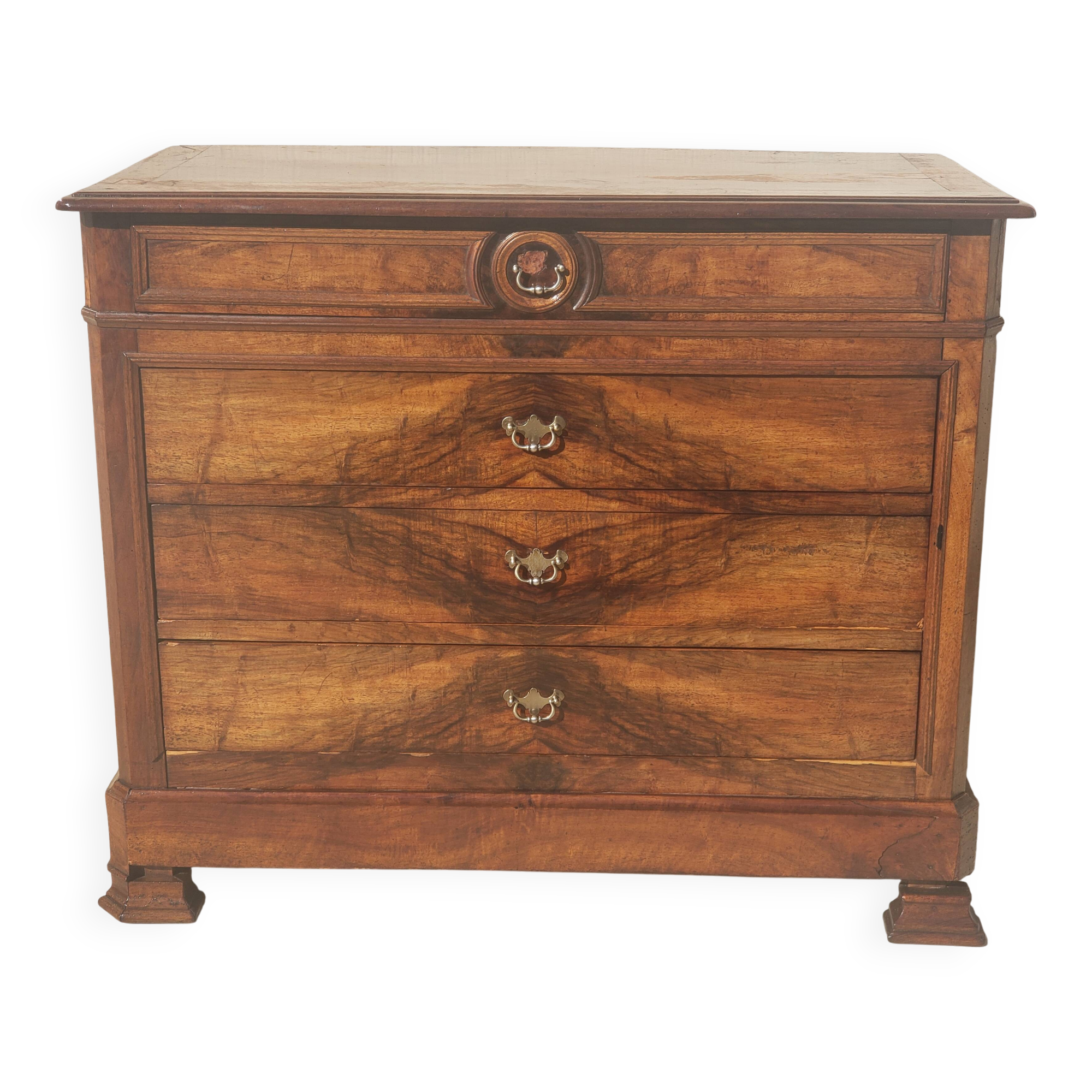Antique Louis Philippe walnut chest of drawers