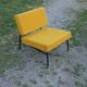 Vintage 50s armchair with black metal base and fabric seats