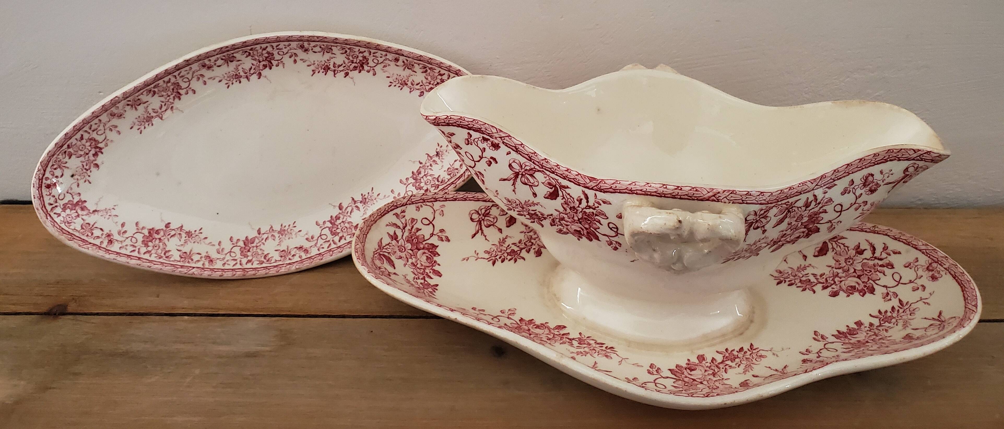 Ravier set, Gien ceramic saucière