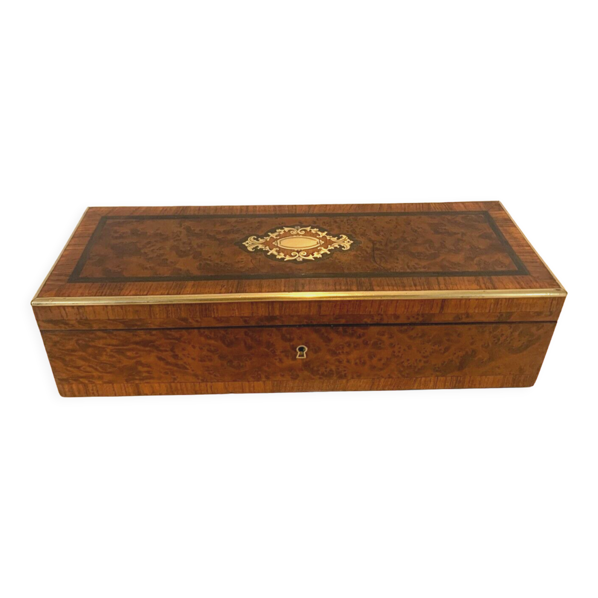 Blackened wooden glove box Napoleon III marquetry Boulle XIX century
