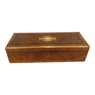 Blackened wooden glove box Napoleon III marquetry Boulle XIX century