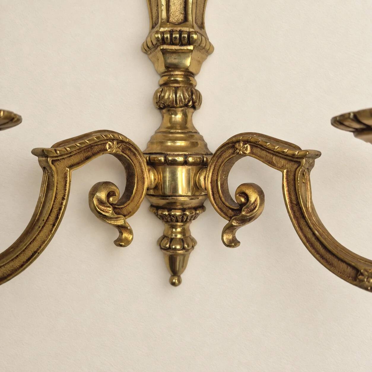 Set of four two-light wall sconces in gilded brass — Louis XVI style