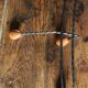 Double wrought iron coat rack with 3 double wooden ball hooks
