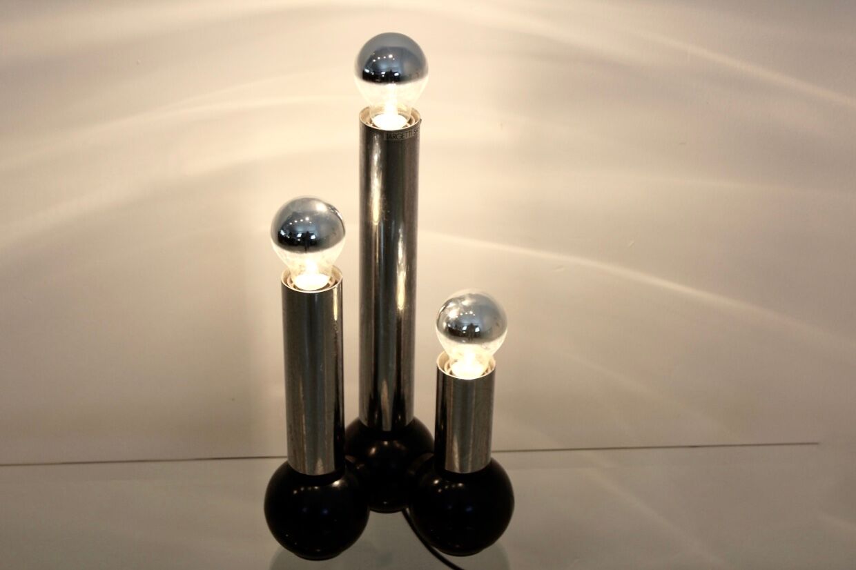 Minimalistic Chrome Targetti Sankey Table light, Italy 1970s