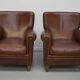 Vintage Dutch Cognac Colored Leather Club Chair, Set of 2