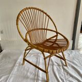 Adult-sized rattan shell chair