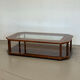 Vintage Octagonal Coffee Table — Glass Top, Brass Details & Two-Tier D