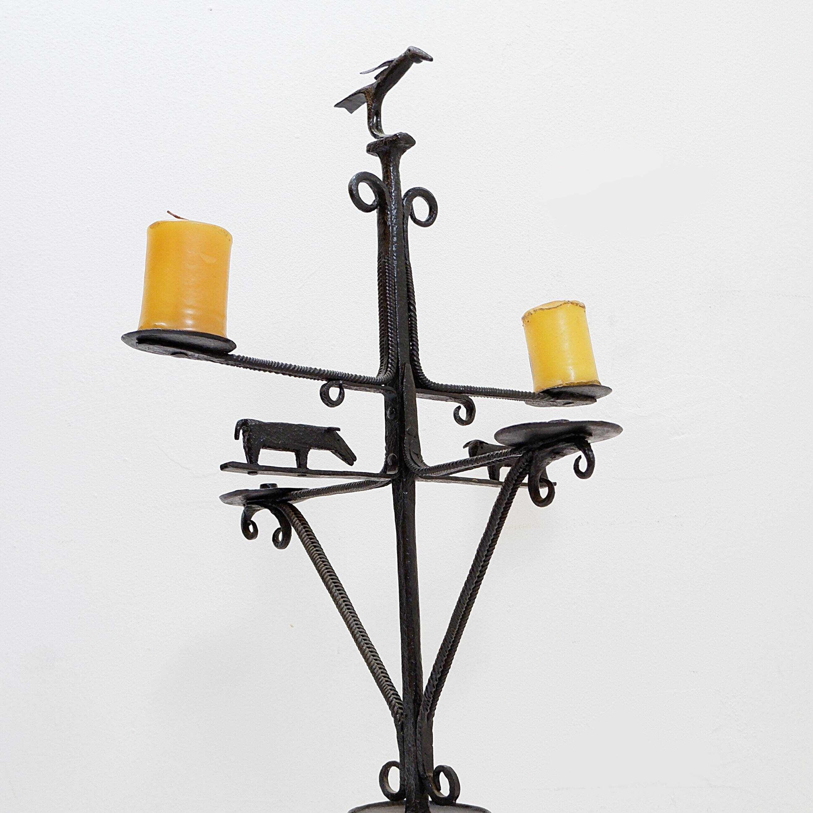 Wrought iron candle holder - France, 20th century