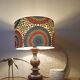 rustic chic solid wood lamp, ethnic wax lampshade with circles