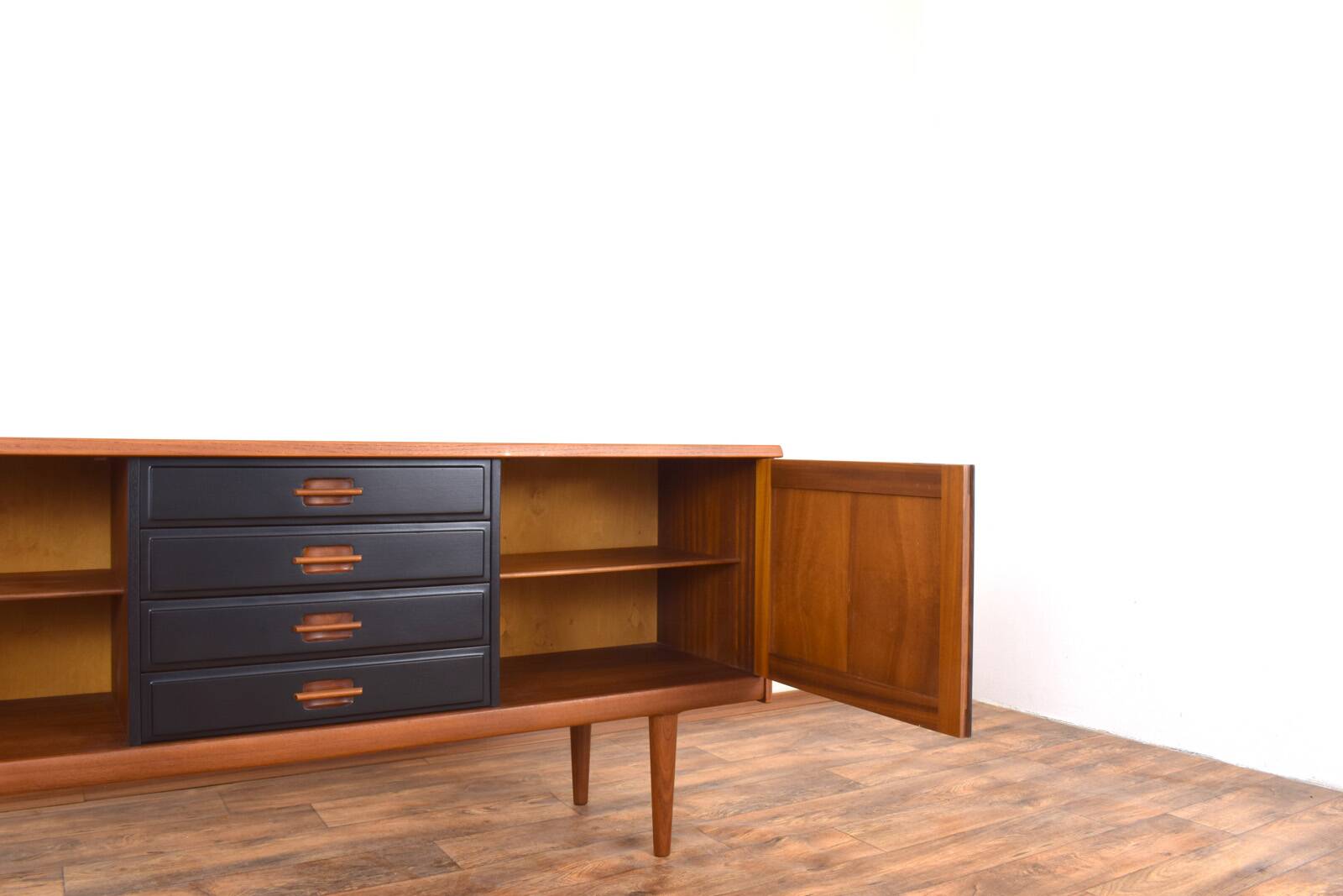 Mid-Century Op-Art Hand-Painted Teak Sideboard by Gustav Bahus, 1960s