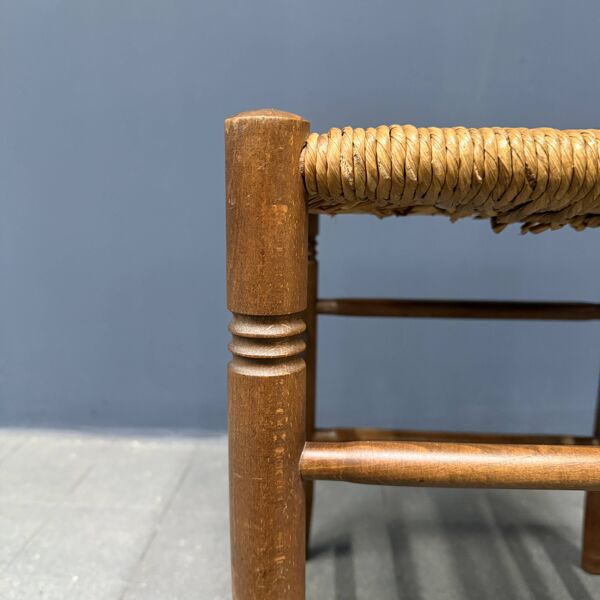 Ensemble de tabourets hollandais en bois de hêtre avec assise en paille