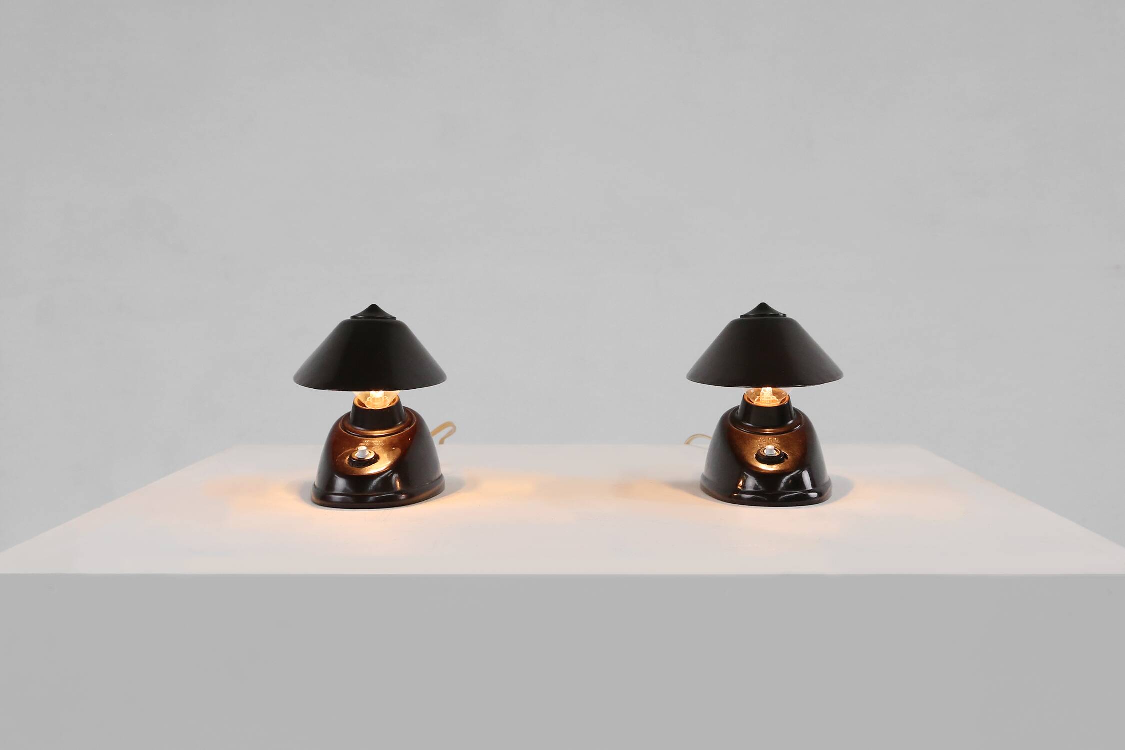 Brown Bakelite Lamps by Bauhaus for ESC Zukov 1930s