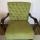 Art Deco walnut and green velvet armchair, Central Europe, 1930s