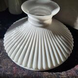 1930s Lamp Shade Art Deco White Opaline Ribbed Glass Lamp Shade Office