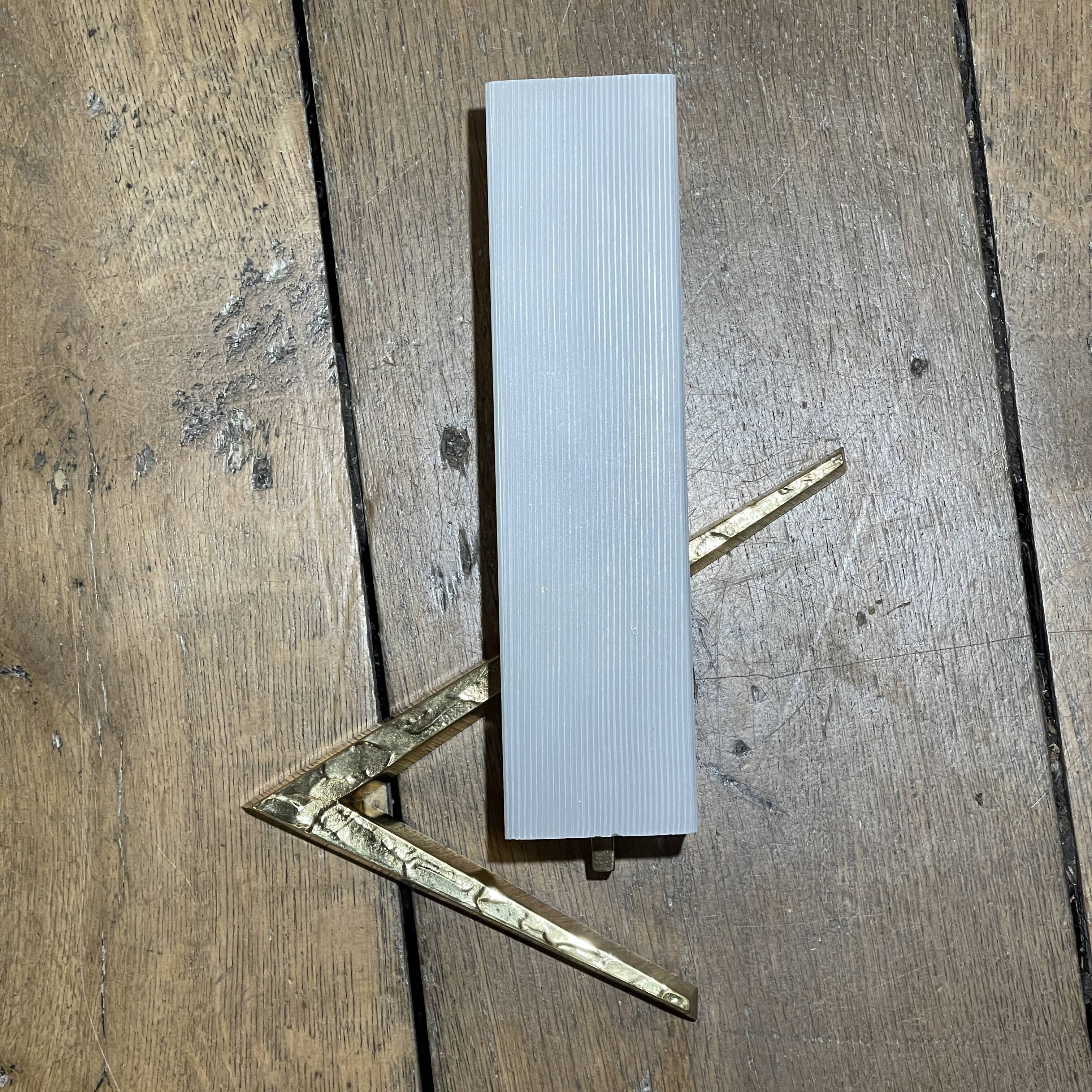 Pair of asymmetrical Hollywood Regency sconces, bronze - opaline glass, 70s