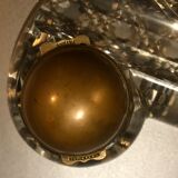Double-encrier époque victorienne 1890’s en cristal et laiton