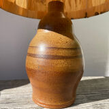 1970s brown ceramic lamp with foliage shade