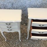 Pair of Louis XV style bedside tables patinated beige