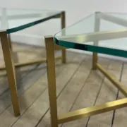 Pair of Italian brass and glass side tables from the 1970s.
