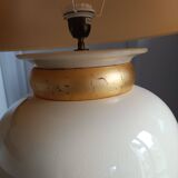 large beige and gold Raku ceramic living room lamp by Robert Kostka