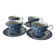 4 Coaching Scenes Blue Tea Cups and Saucers by Johnson Bros Ireston