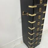 20th Century Black Wooden Cabinet with Eight Small Drawers