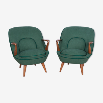 Model 345 armchairs by J. Jędrachowicz i K. Racinowski for Poznan Furniture Factory, 1950s, Set of 2