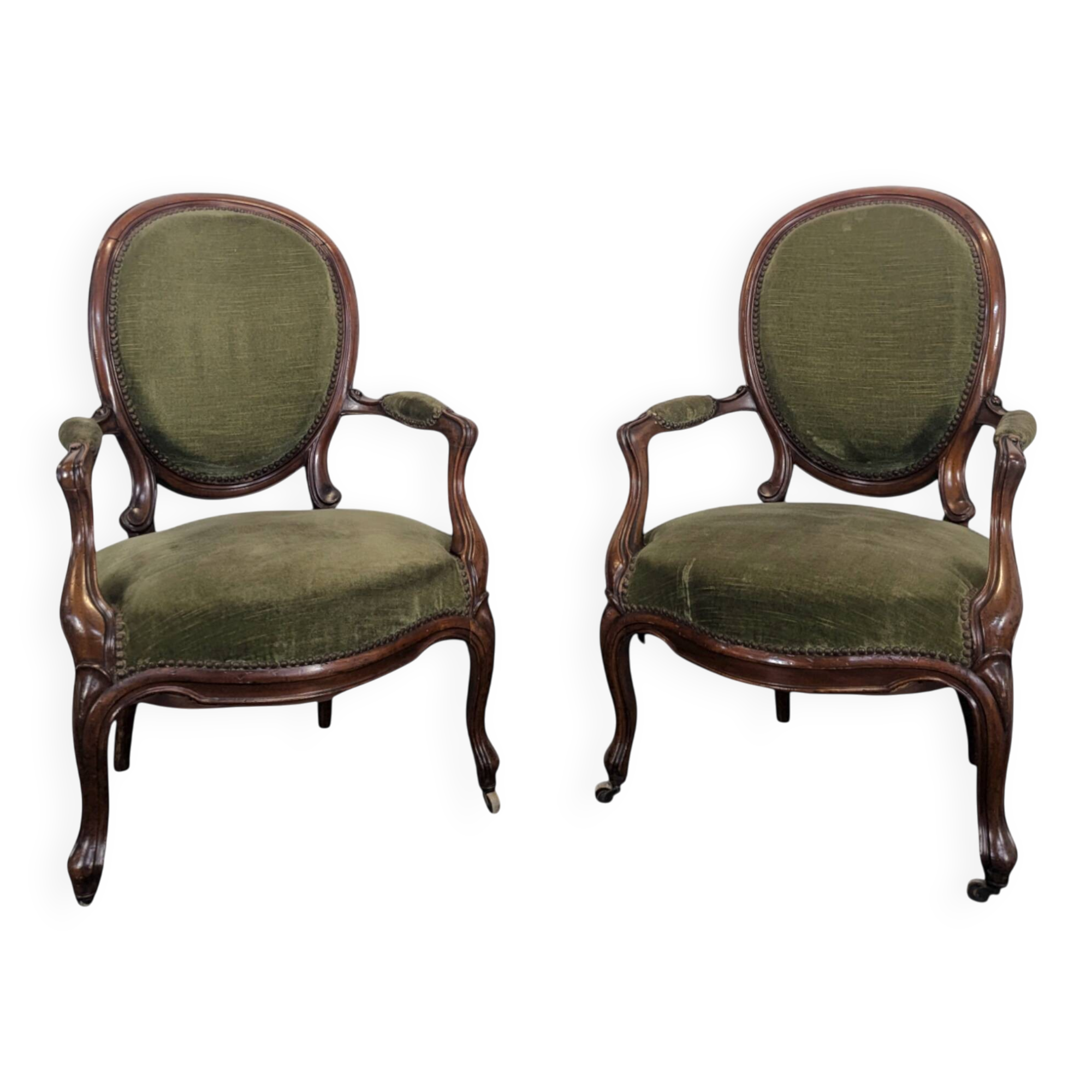 Pair of Louis XV style armchairs in mahogany