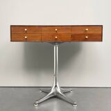 Rare small chest of drawers with 6 drawers, teak wood with chrome-plated base by George Nelson for Herman Miller, USA, 1950s