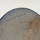 Vintage basket in traditional Alsace stoneware, cobalt blue flower patterns - 1970s.