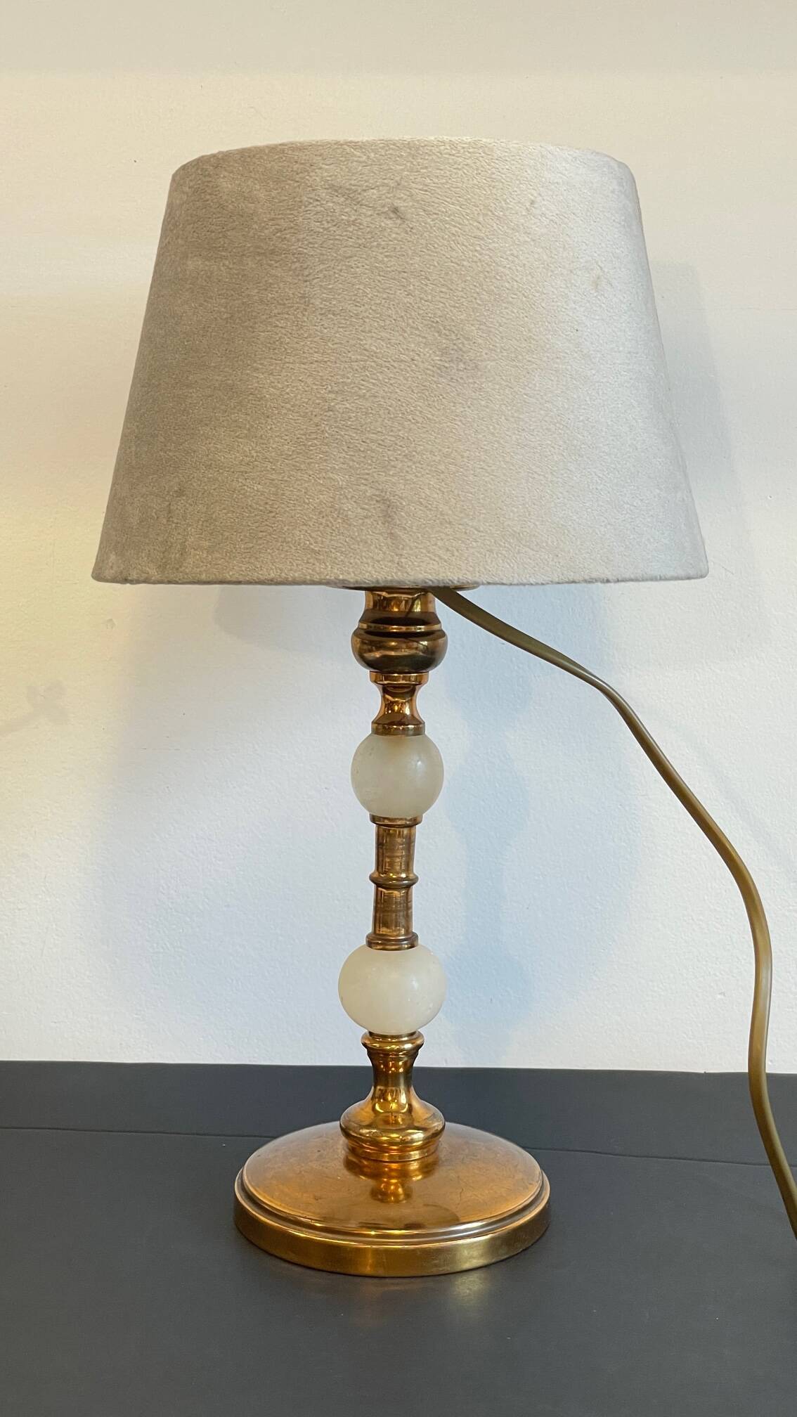 Vintage marble and velvet metal lamp