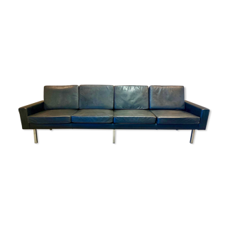 Sofa 4 places black leather design 1950