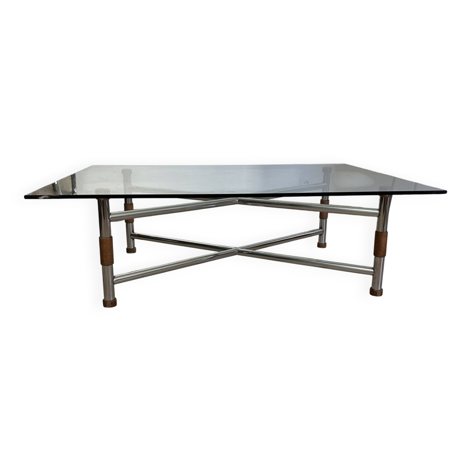 Large liftable/modular coffee table "Up & Down" vintage – Italian design glass & chrome