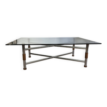 Large liftable/modular coffee table "Up & Down" vintage – Italian design glass & chrome