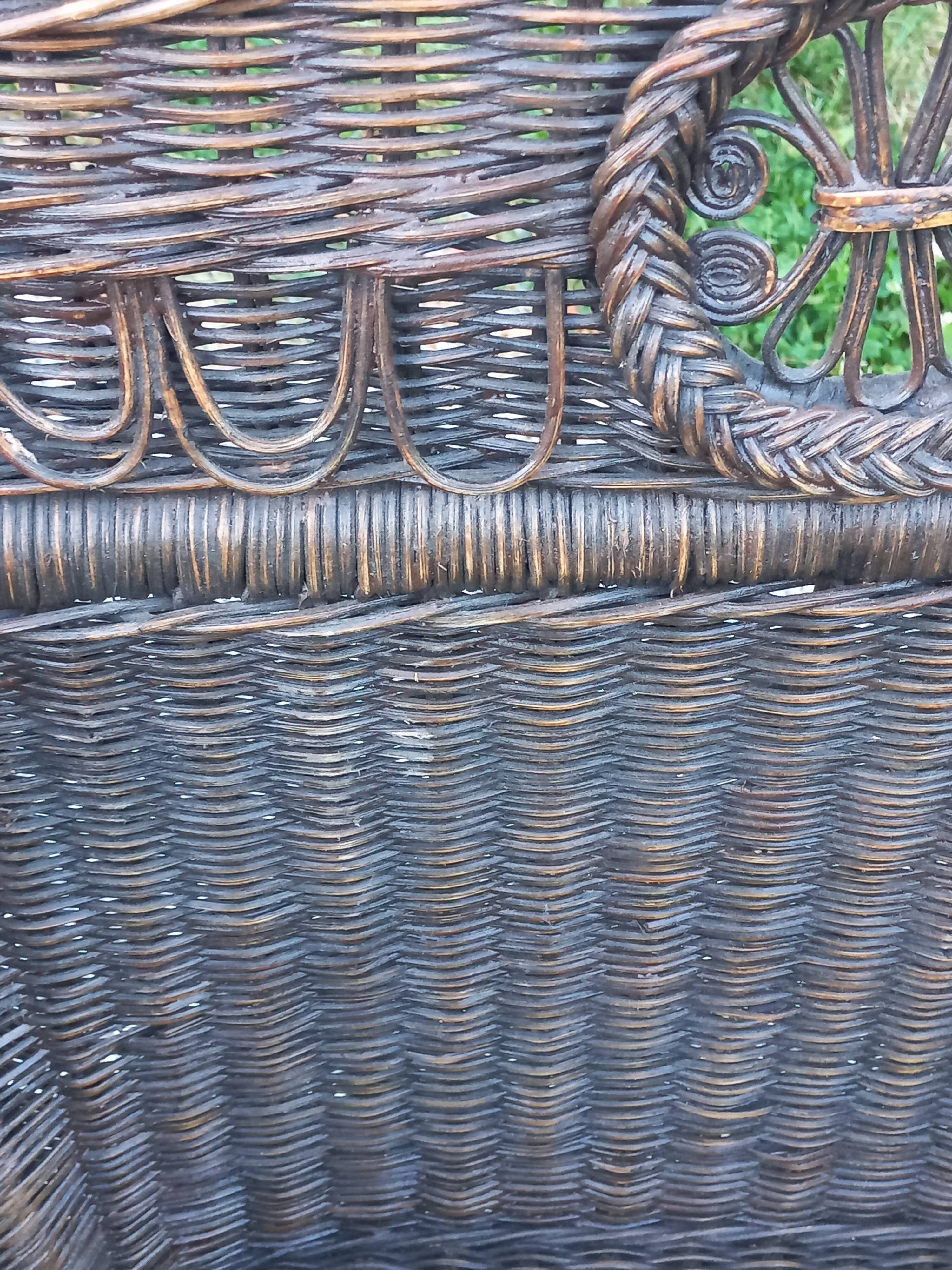 Set de 3 fauteuils en rotin des années 70