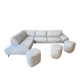 Roche bobois evidence corner sofa medium grey and 3 poufs