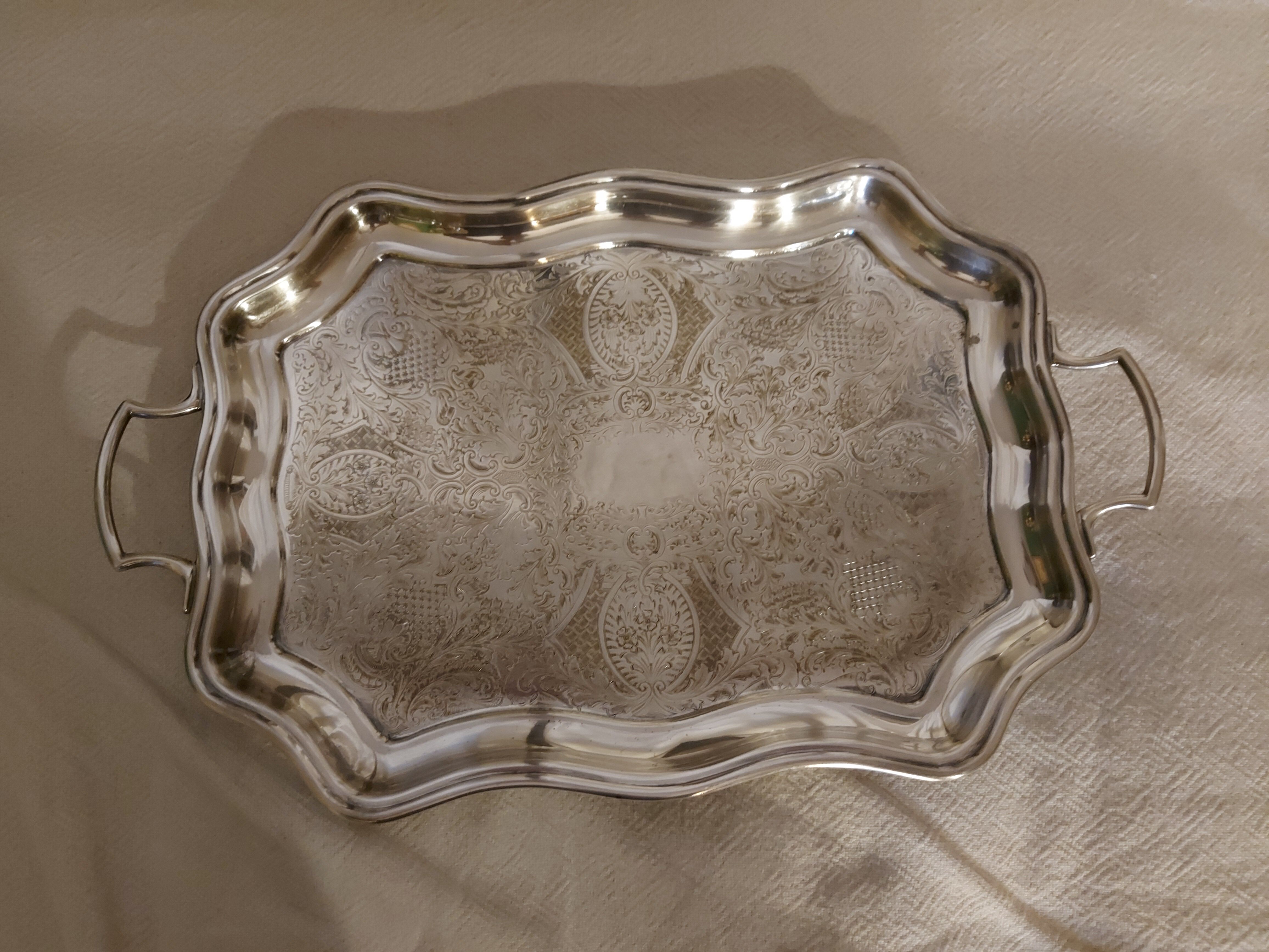 Large english silver metal tray