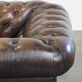 English Chesterfield armchair in sheepskin