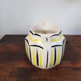 Pichet en céramique vintage avec décoration jaune et noire