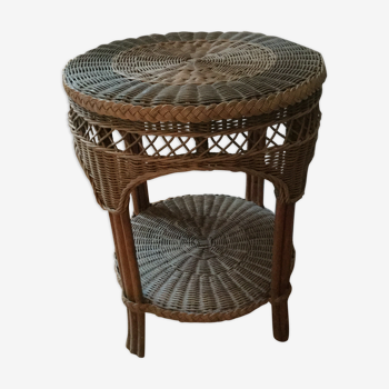 Side round table in rattan