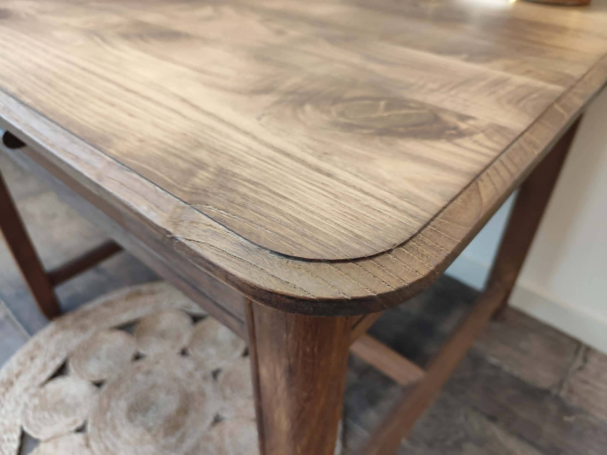 Square farmhouse table in solid oak.
