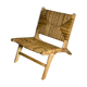 Fauteuil bas en bois brut avec assise et dossier paillé