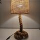 Craft rope lamp with lampshade in raffia 60s-70s