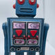 Old robot - metal/painted sheet - tin toys style - vintage