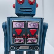 Robot ancien - métal/tôle peint - style tin toys - vintage