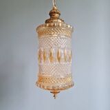 Glass and brass lantern-style pendant light, 1960s